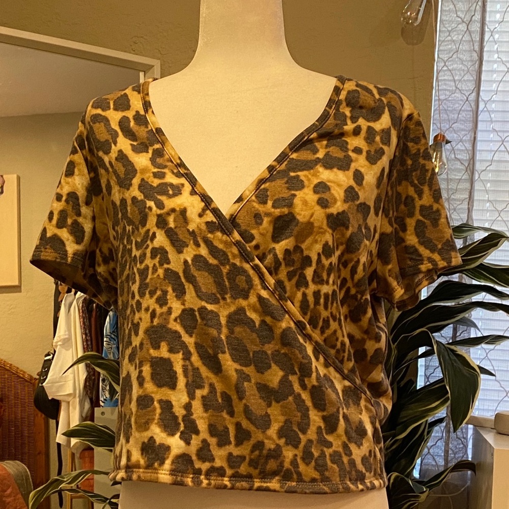 Animal Print Faux wrap top